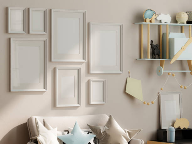 istock Gallery Wall Mockup in Kids Room Interior 1475665685