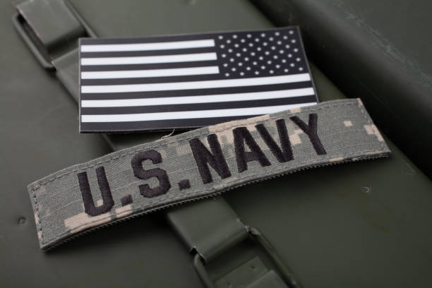 U.S. Navy Branch Tape with national US flag patch on green ammo can