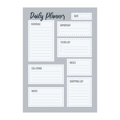 Blank Schedule Planner 3 Column 4 Line Daily Planner Printable Vector Template Blank Organizer Page A4 A5 ...