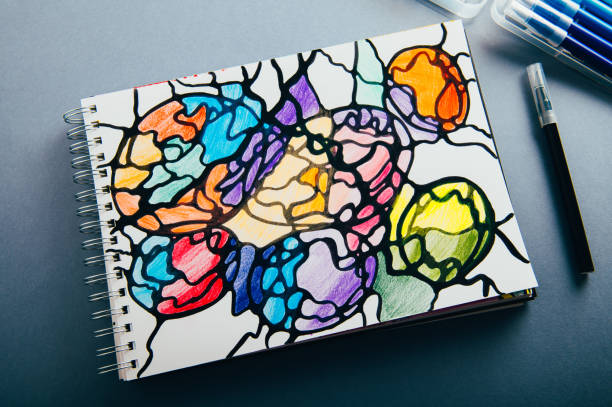 istock Colorful neurographic drawing on paper 1475676073