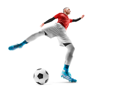 3d white people, soccer player with ball