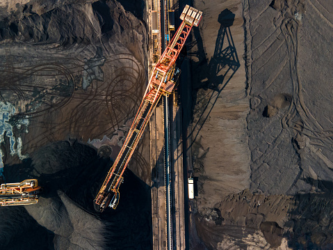 Transport machinery in operation at the coal port