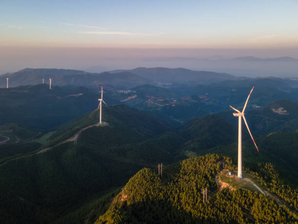 istock Sunshine on the wind turbines on the mountain 1475679211