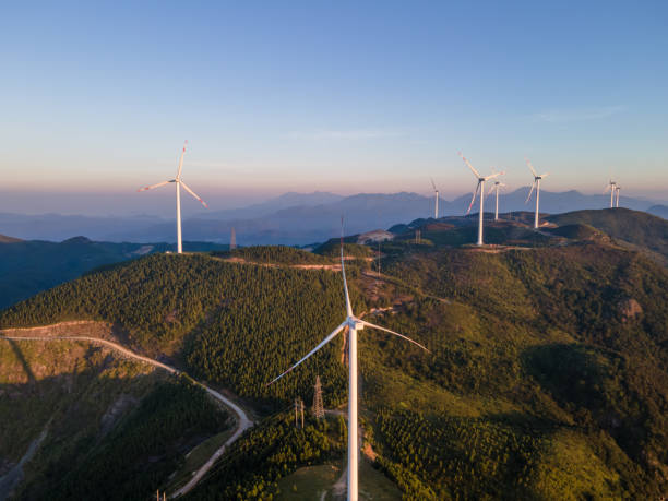 istock Sunshine on the wind turbines on the mountain 1475679225