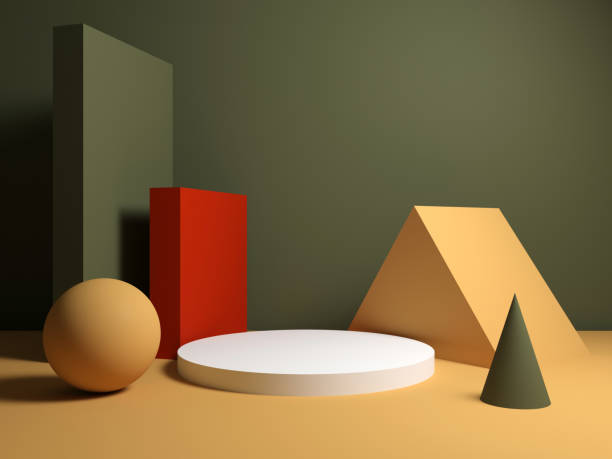 istock Abstract geometric still life installation with geometric shapes, 3 d 1475695176