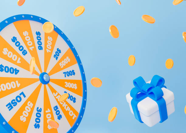 istock 3D red spinning fortune wheel with flying gift, coins and blur on light background. Cartoon 3d lucky roulette. Gambling concept design. Online casino. 3d rendering illustration. 1475695440