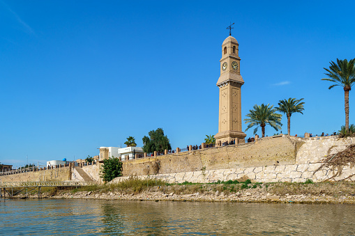 Ultra Wide View of Al-Qishla or Qushleh Clock Tower. It is an Iraq Historical Landmark, which was Built during the regime of the Ottoman Governor Namiq Pasha in 1881.