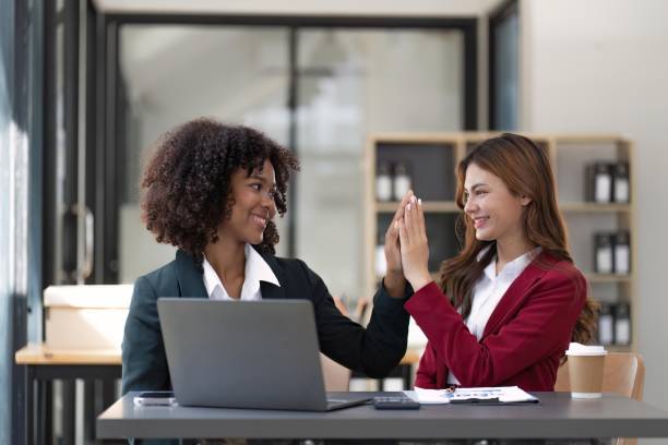 istock Happy smiling businessman feel happy work complete Teamwork success at work in the office concept 1475703384