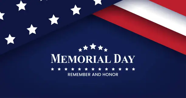 Vector illustration of Memorial Day in USA Background. Remember and Honor. USA Flag Background.