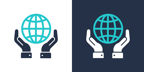 Two hand globe icon. Solid icon vector illustration. For website design, logo, app, template, ui, etc.