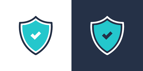 Tick mark approved with shield icon. Solid icon vector illustration. For website design, logo, app, template, ui, etc.
