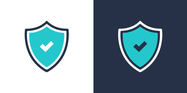 Tick mark approved with shield icon. Solid icon vector illustration. For website design, logo, app, template, ui, etc. Tick mark approved with shield icon. Solid icon vector illustration. For website design, logo, app, template, ui, etc. block stock illustrations