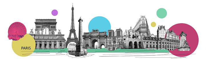 Contemporary design or art collage about Paris. Fashion vintage style. Travel, Vacation concept