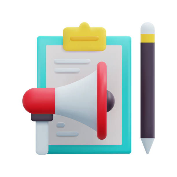 istock 3d megaphone and clipboard icon vector. Loudspeaker for announce promotion in social media and network. 3d content marketing concept. Isolated on white background. 3d icon vector render illustration. 1475718633