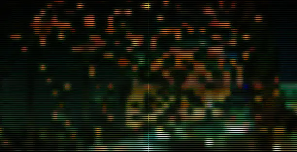 Vector illustration of Vector Cyberpunk City Neon Landscape Scene Textured Abstract Background