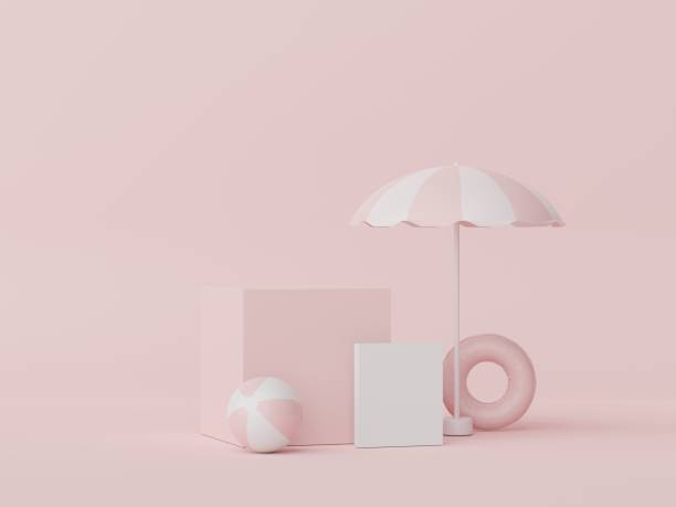istock 3d podium stand for product presentation with summer concept. Pedestal platform for cosmetic advertising. 1475720344