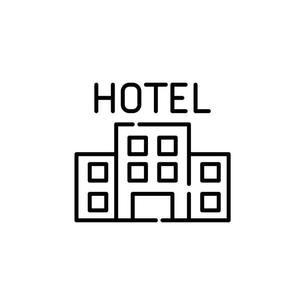 ilustrações de stock, clip art, desenhos animados e ícones de hotel icon. pixel perfect, editable stroke - compass key globe earth