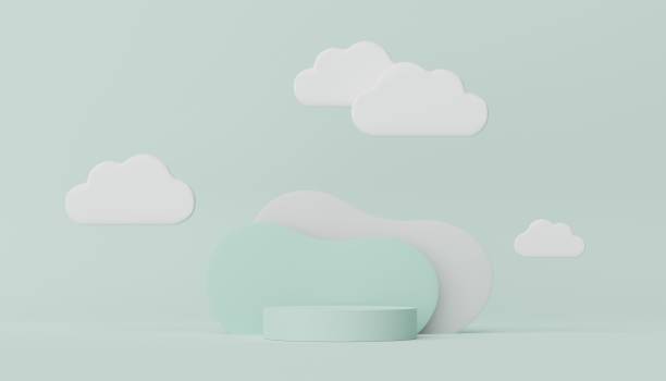 istock 3d render of Abstract minimal  display podium for showing products, cosmetic presentation and mock up. Showcase scene with pastel earth tone background. Illuminated simple geometric shapes. 1475723036