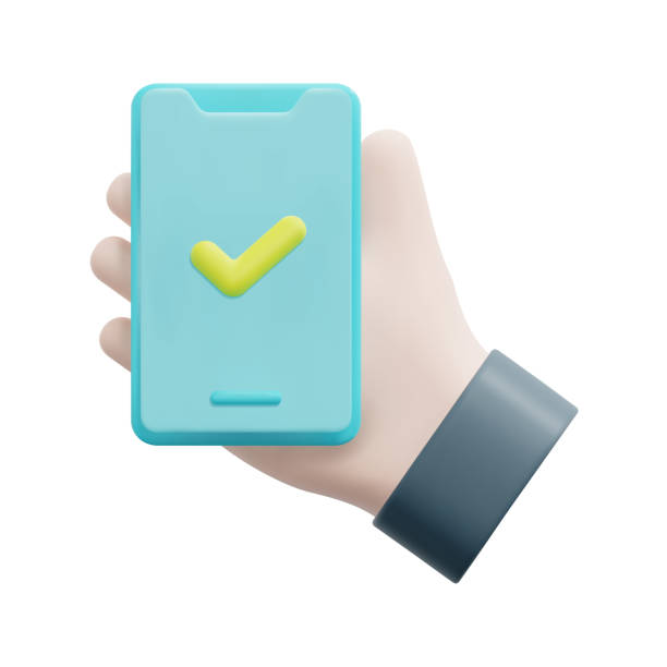 istock 3d hand holding mobile with check mark icon vector. Isolated on white background. 3d ux and ui concept. Cartoon minimal style. 3d test icon vector render illustration. 1475735449
