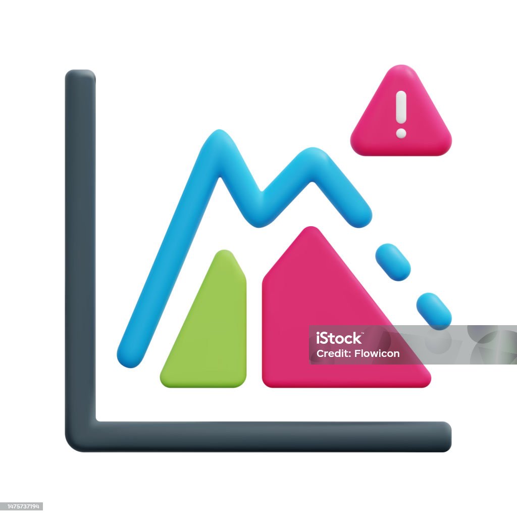 3d Risk Graph Icon Vector Isolated On White Background 3d Investment