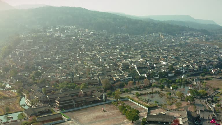 Aerial view of historic town of Heshun in Yunnan ,China.