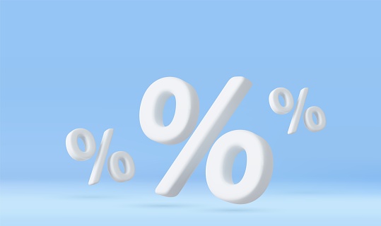 3d Percent sign. Percentage, discount, sale, promotion concept 3d rendering Vector illustration
