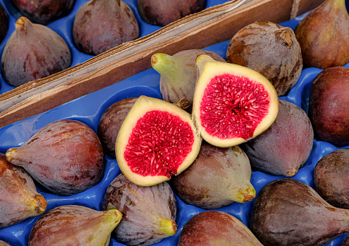 Fresh ripe figs, at a farmers market.