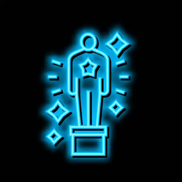 Vector illustration of oscar award neon glow icon illustration