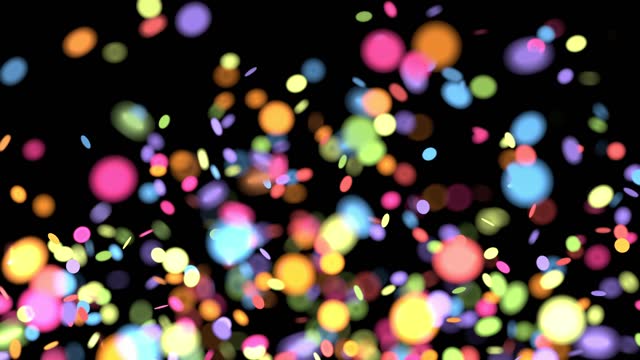 Falling colorful confetti on black background 4K with Alpha channel