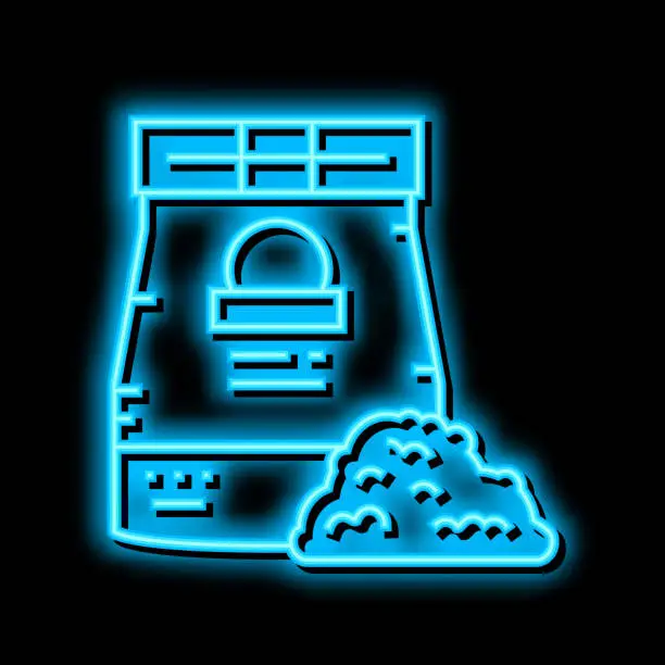 Vector illustration of durum flour bag neon glow icon illustration