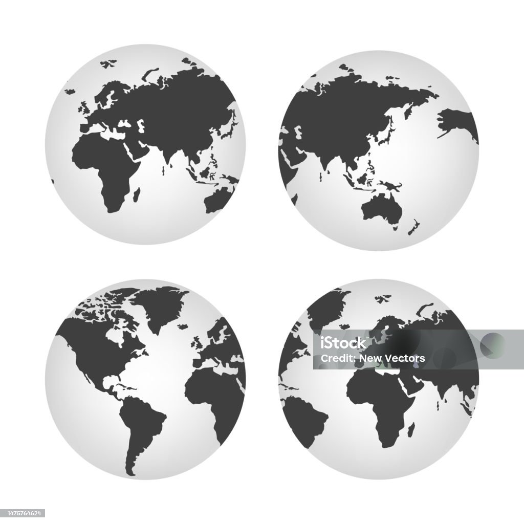 World Mappoint Shape Realistic World Map In The Shape Of A Globe Vector Illustration Stock ...