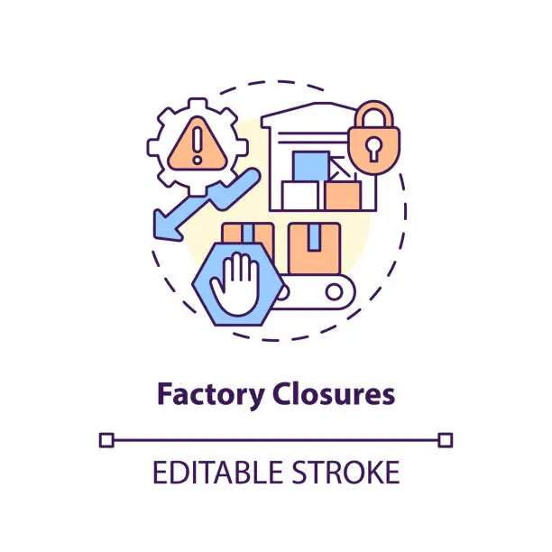 Vector illustration of Factory closures concept icon