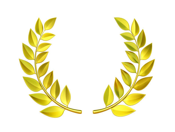 istock Gold laurel wreath isolated on white. Clipping path included 1475766170