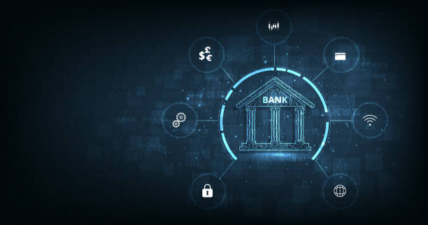 konzept der online-banking-technologie. - elektronisches banking stock-grafiken, -clipart, -cartoons und -symbole