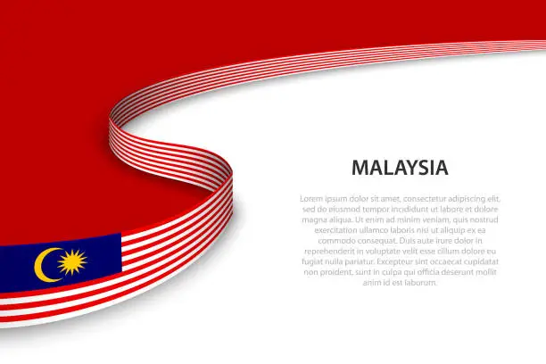 Vector illustration of Wave flag of Malaysia with copyspace background