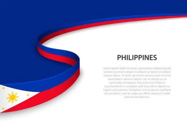 Vector illustration of Wave flag of Philippines with copyspace background