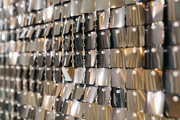 istock wall with sequins. iridescent and shiny plates as a decor. 1475777241