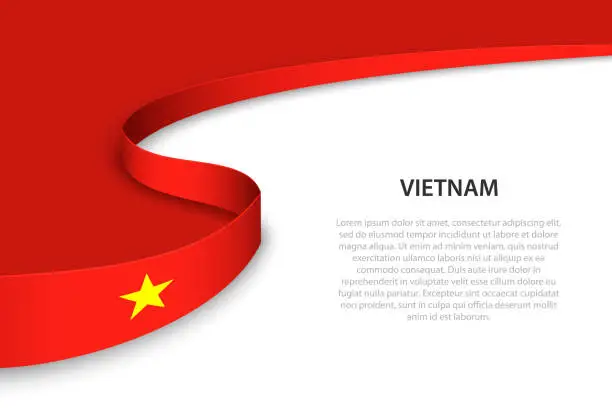Vector illustration of Wave flag of Vietnam with copyspace background