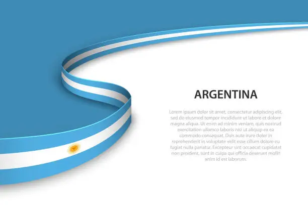 Vector illustration of Wave flag of Argentina with copyspace background.