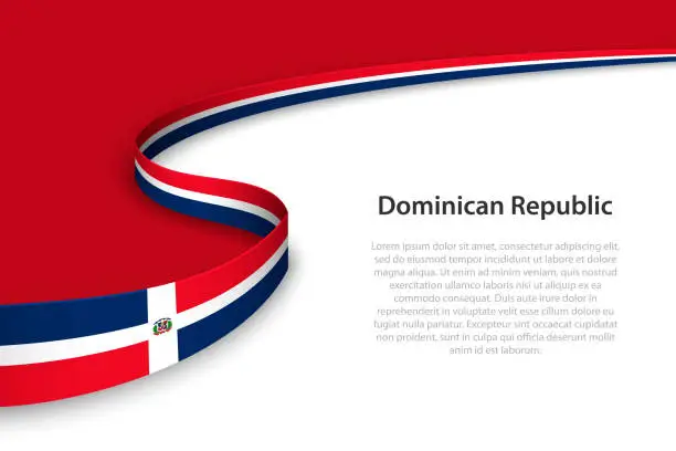 Vector illustration of Wave flag of Dominican Republic with copyspace background.