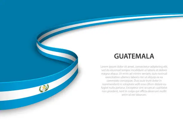 Vector illustration of Wave flag of Guatemala with copyspace background.