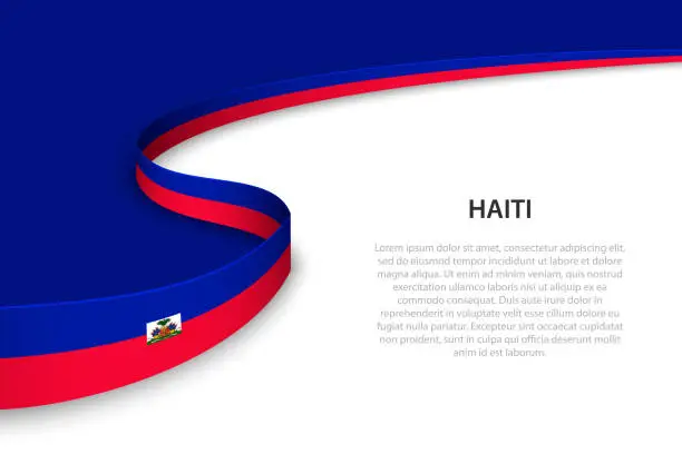 Vector illustration of Wave flag of Haiti with copyspace background.