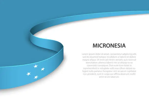 Vector illustration of Wave flag of Micronesia with copyspace background.