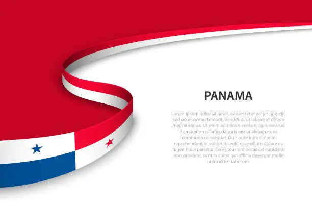 Vector illustration of Wave flag of Panama with copyspace background.
