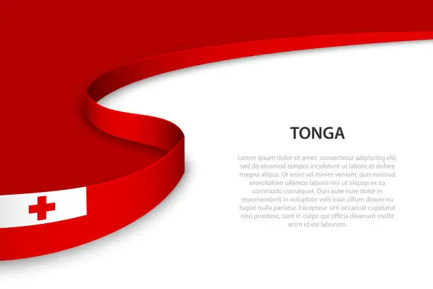 Vector illustration of Wave flag of Tonga with copyspace background.