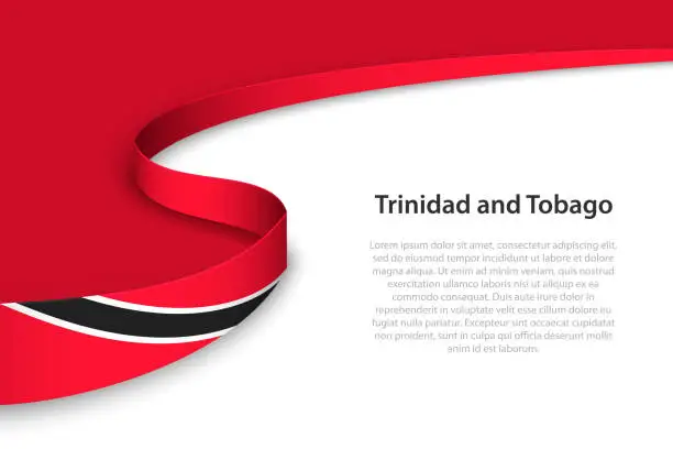 Vector illustration of Wave flag of Trinidad and Tobago with copyspace background.