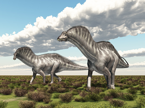 Computer generated 3D illustration with the dinosaur Amargasaurus in a landscape