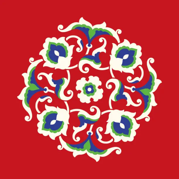 Vector illustration of Turkish Floral Ornament. Traditional Islamic Design