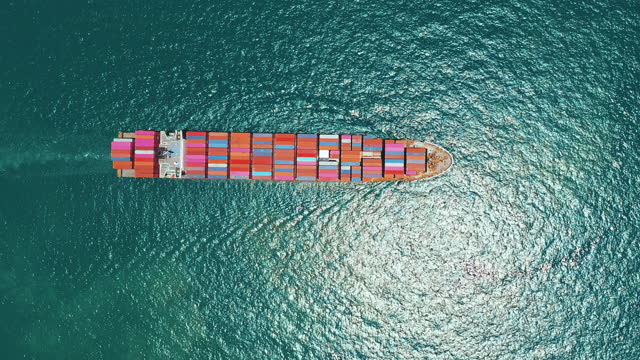 Aerial view export ship Freight Transportation