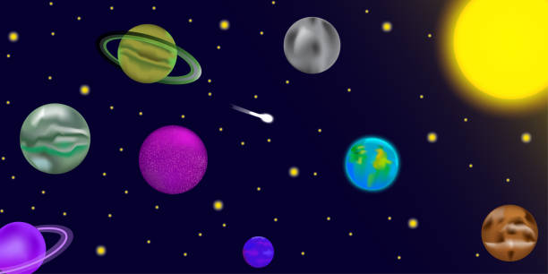 istock Sky planet space in cartoon style. Colorful sky planet space in modern style. Space background. Vector illustration. 1475801163